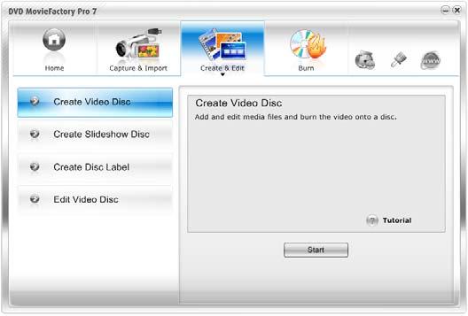 10 COREL DVD MOVIEFACTORY USER GUIDE If you need additional information on the available options, hover over them to read a description. Click Tutorial to view the task tutorial.