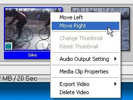 COREL DVD MOVIEFACTORY USER GUIDE 23 Using the right-click menu Right-click a thumbnail in the Media Clip list to display a context menu that gives you access to more options.