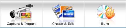 COREL DVD MOVIEFACTORY USER GUIDE 9 Starting a project You can start your project by choosing task categories in the Launcher bar.