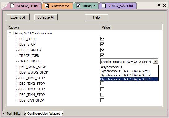 7) Configuring the ULINKpro ETM Trace: The ULINKpro was configured for SWV operation using the SWO pin and Manchester encoding on page 11. The project Blinky_Ulp is pre-configured for ETM trace.