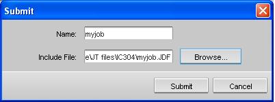 Click Browse next to the Include File check box to locate the file you want to print using the job ticket. 3.