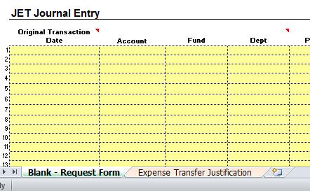 Changes - JET & RET Form Expenditure Transfer