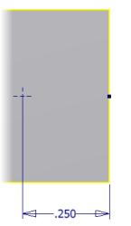 10. Create a center point as shown. Dimension the point and then center it vertically using a horizontal constraint.