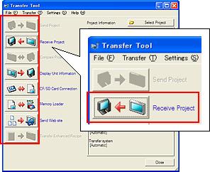 (4) Start GP-Pro EX Transfer Tool and click the [Receive