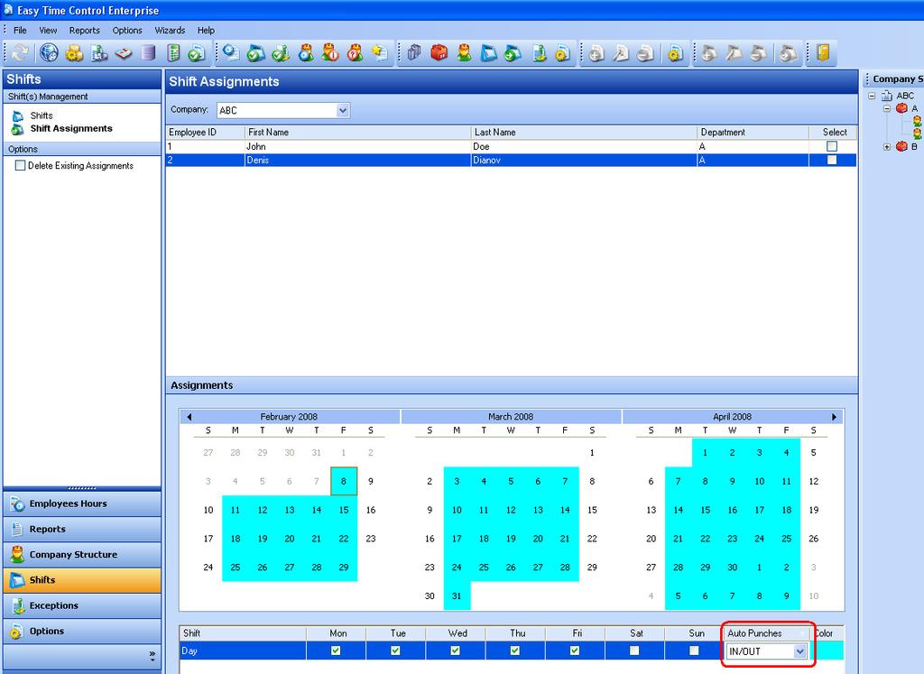 Easy Time Control Training Manual Module 6 6.1.4. Adding Auto Punches If a punch is missing for an employee, then the Supervisor can activate the Add Auto Punches option.