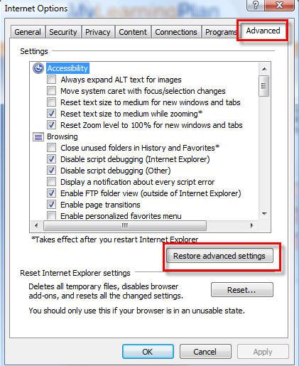 Click the OK button at the bottom to close the Internet Options box. Close *all open instances* of Internet Explorer, then start Internet Explorer again, and go to http://www.mylearningplan.