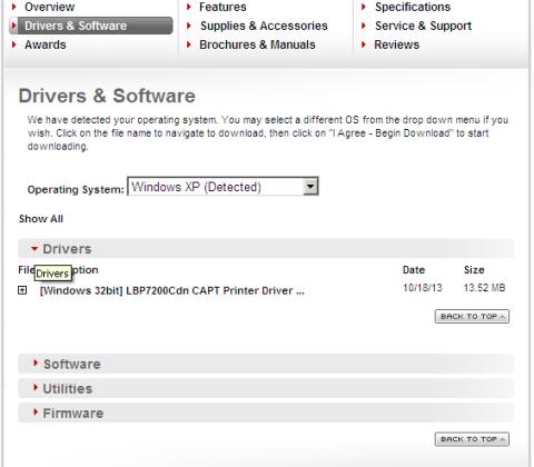 5) Click [Drivers & Software], and then select [Drivers].