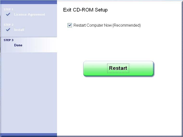43) Make sure Restart Computer Now is selected, click [Restart] Congratulations! You can now print wirelessly to your LBP7110Cw. You may see two options appear when printing from an application.