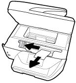 b. Move the carriage to the far left of the printer, and do the same as in the previous step to remove any torn pieces of paper. 5. Close the ink cartridge access door. 6.