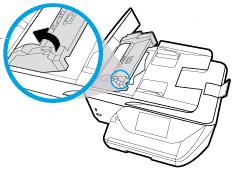 2. Lift the tab located on the front edge of the document feeder. 3. Gently pull the jammed paper out of the rollers.