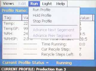 4.4.1 Hold/Resume a Profile At any time during the operation of a profile, the profile can be put into hold.