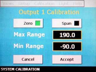 How to Calibrate Analog Outputs 1 and 2 (Air Temperature and Relative Humidity Retransmit) 1) Select Analog Output 1 or 2 from the Calibration menu.