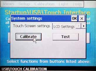 From the System settings window, touch the Calibrate button to start the calibration utility.