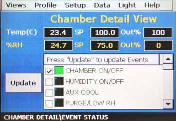 2.2 Chamber Detail Percent Output Event Table Scroll bar The chamber detail screen includes additional operating parameters beyond the setpoint and process variables shown on the monitor screen.