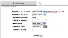 Transferring Funds My View Choose Transfers from the drop-down menu next to an account. Select which accounts you re transferring funds from and to.