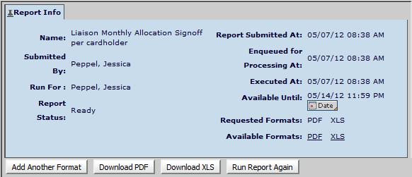 Click on Download, and then click on the report named Liaison Monthly Alloca on Signoff per cardholder.