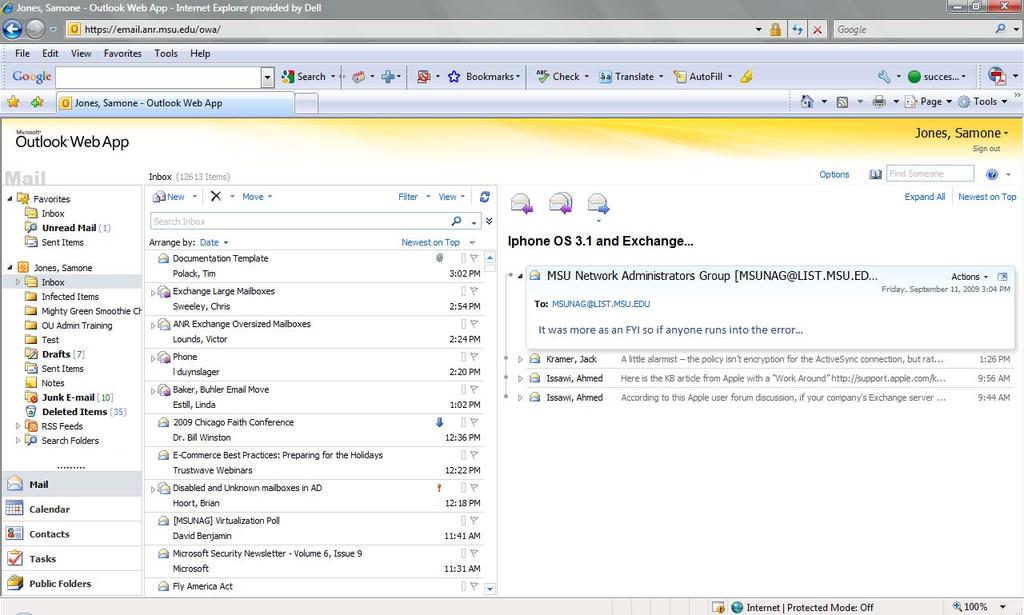 3. Viewing messages The Inbox allows you to send and receive emails. The following image illustrates the tools that are available on the Inbox toolbar.