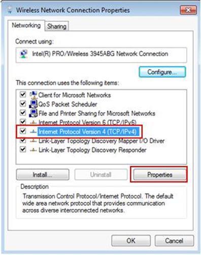 Figure 76: Network Connection Properties window 6. Assigning IP Address a) After clicking properties, TCP/IPv4 window appear.