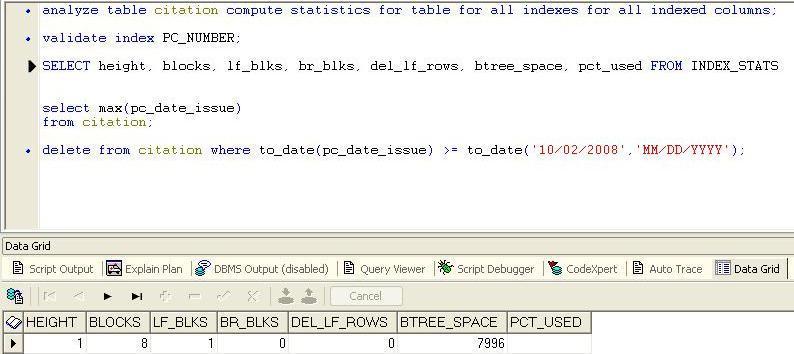 3. Check the INDEX_STATS view The INDEX_STATS view gives the index space used values. There are many columns in the views of which few columns are used to determine the space used by an index.