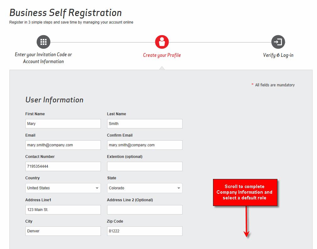 Register as Primary Contact User 4. Complete the User Information fields.