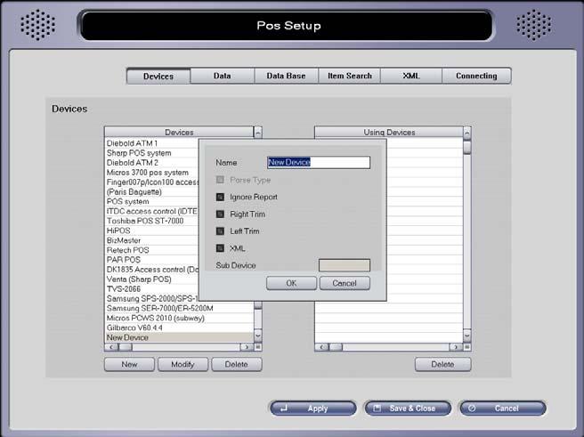 Device Setup Select an appropriate POS devices or access controls and click >> button to register to