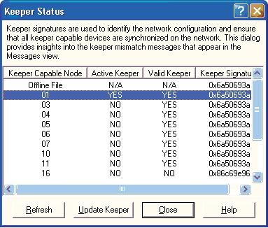 To review the valid keeper devices on your network, follow this procedure in RSNetWorx for ControlNet software. 1. From the Network menu, choose Keeper Status. 2.