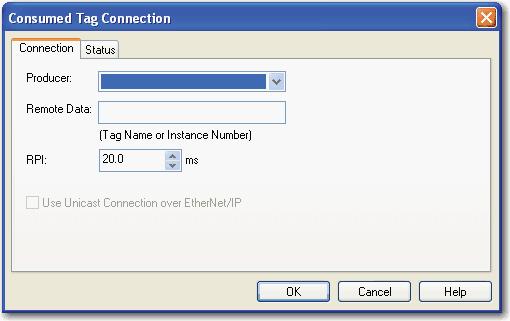 Produce and Consume Tags (interlock controllers) Chapter 5 7. From the Tag Properties dialog box, complete these fields: From the Type pull-down menu, choose Consumed.