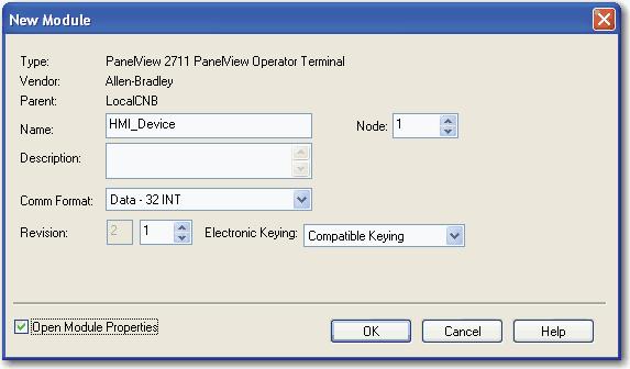 Chapter 7 Communicate with PanelView Terminals 7. From the Module Properties dialog box, configure the terminal.