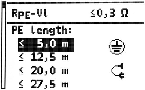 The limit value resulting from this selection is displayed in the upper status bar. The selected limit value is then confirmed by pressing the Start button for a longer time (> 2 s).