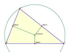 triangle are on the circle. That means that the circumcenter is equidistant from the 3 vertices of the triangle.