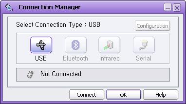 - Allows you to select the connection type for PC to Phone connection.