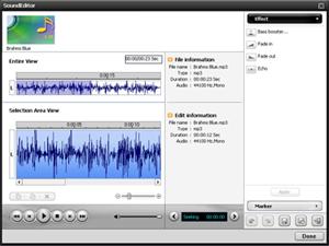 Open Sound editor 1 Choose a sound file from the Media album or