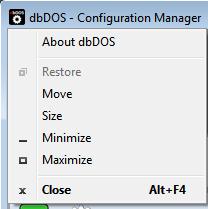 Initial dbdos PRO 3 Configuration Manager The updated dbdos Configuration adds significant features to manage Windows shortcuts for running dbase for DOS