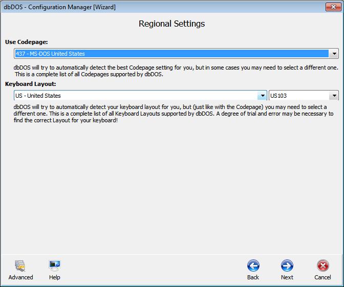 Step 3: Regional Settings: One of the advances in dbdos PRO 3 is better support for internationalization.