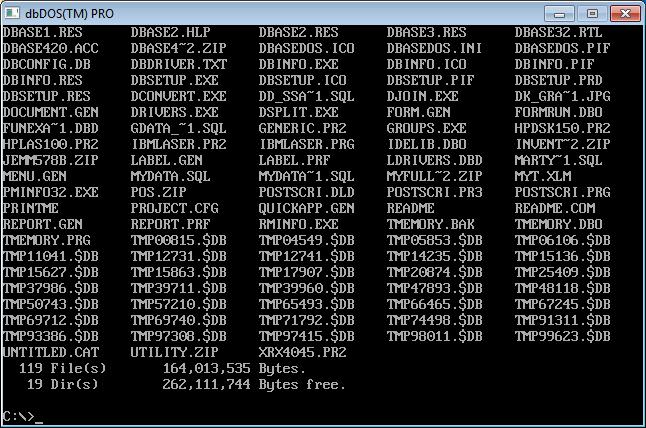 command and the following displays: As you can see this is the main directory from dbase V
