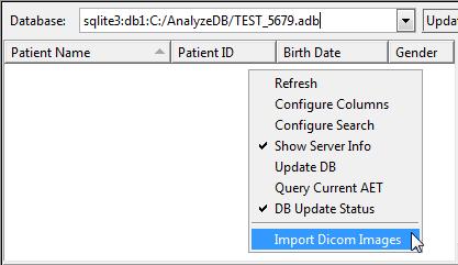 Exercise 1 : DICOM Tool Quick Configuration 10. To import DICOM data into the DICOM Tool right-click anywhere in the white space and select Import DICOM Images from the menu (Figure 2).