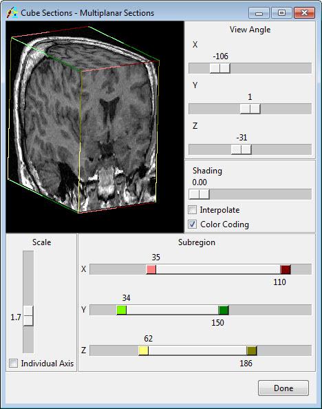 Exercise 8 : Multiplanar Sections Cube Sections Tool 12. Open the Cube Sections Tool (Tools > Cube Sections).