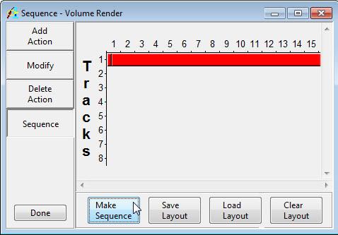 Exercise 15 : Volume Render Sequence Tool 10. To preview the movie with the new action, first open the Preview window (Generate > Preview). 11. Now, in the Sequence tool, click Sequence [C].