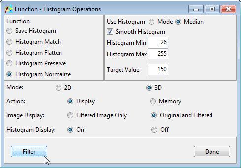 Exercise 26 : Histogram Operations Histogram Normalization The Histogram Operations module provides the ability to do histogram processing, such as histogram matching, flattening, and equalization
