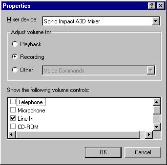 Recording Control Properties Options->Properties again Uncheck all boxes except the one you are