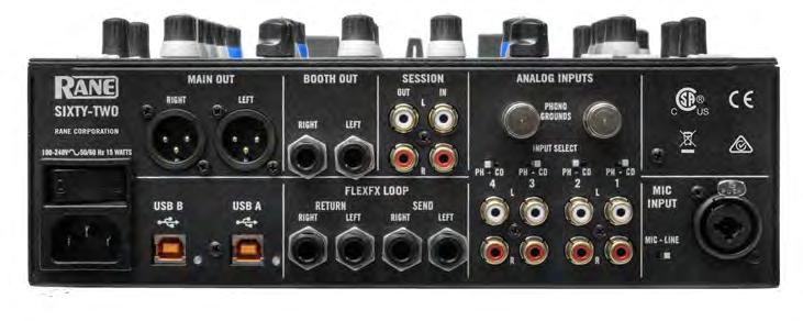 Battle Proven The Sixty-Two is a plug-and-play package supporting one or two computers, with twodeck digital vinyl simulation (DVS), the Serato SP- sample player, both software and hardware effects,