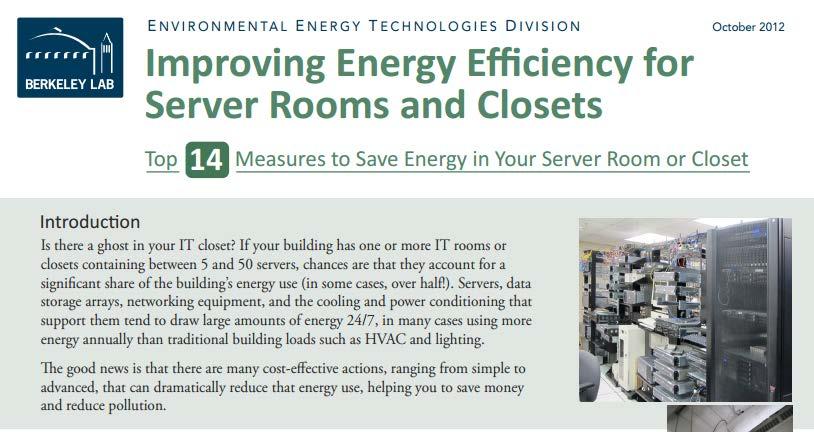 Energy Efficiency in Server Rooms US government reference: