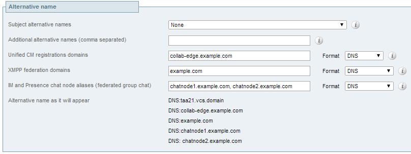 Maintenance About security certificates Unified CM registrations domains: all of the domains which are configured on the Expressway-C for Unified CM registrations.