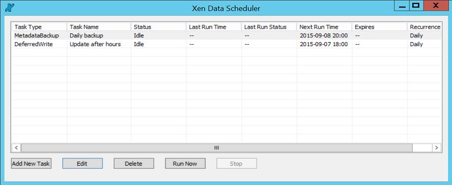 104 The XenData Scheduler 7.3 The Scheduler Status Display An example of the Scheduler status display is shown below.