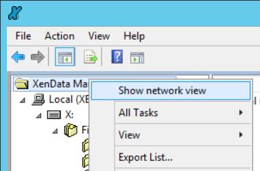 29 Administering the System 1. Right-click on the text XenData Management Console at the top of the left pane and enable Show network view.