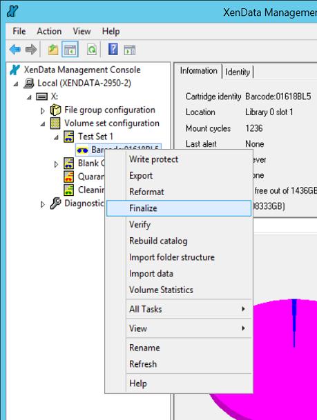 73 Administering the System 3.4.15 Setting the Administrator Defined Information for a Cartridge The XenData Management Console contains an administrator-defined information field for every cartridge.