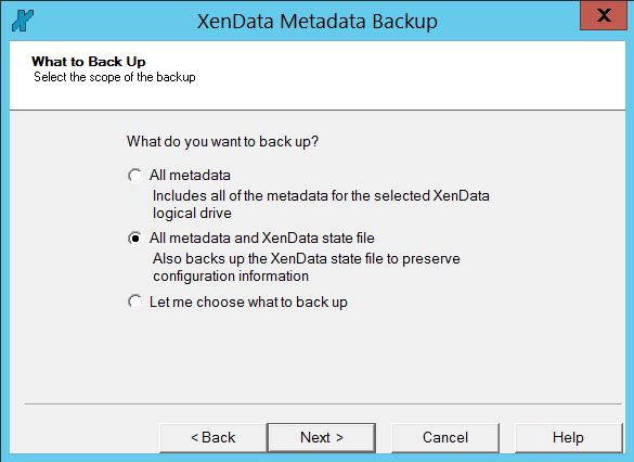 92 Metadata Backup There are two predefined backup types.