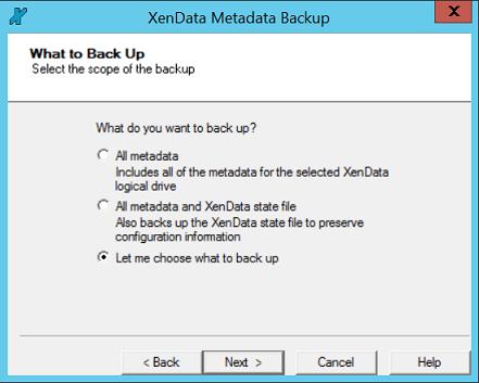 95 Metadata Backup The option Let me choose what to back up provides control over which file system metadata is