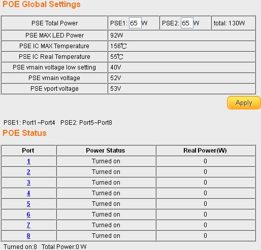 4.2. PoE Use this section to configure PoE settings for the switch and its ports. This feature is only available for GS-7605 and GS-7608.