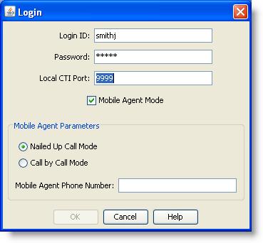Logging in Using CAD-BE 5. Select the Mobile Agent Mode check box. The mobile agent Login window appears (Figure 3). Figure 3. Mobile agent Login window 6.